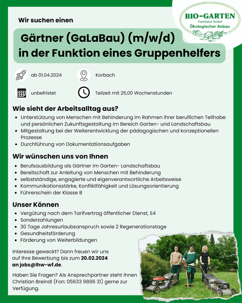 Freie Stellen » BioGarten Flechtdorf