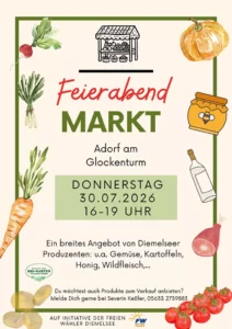 Feierabendmarkt in Adorf am 30.07.2026